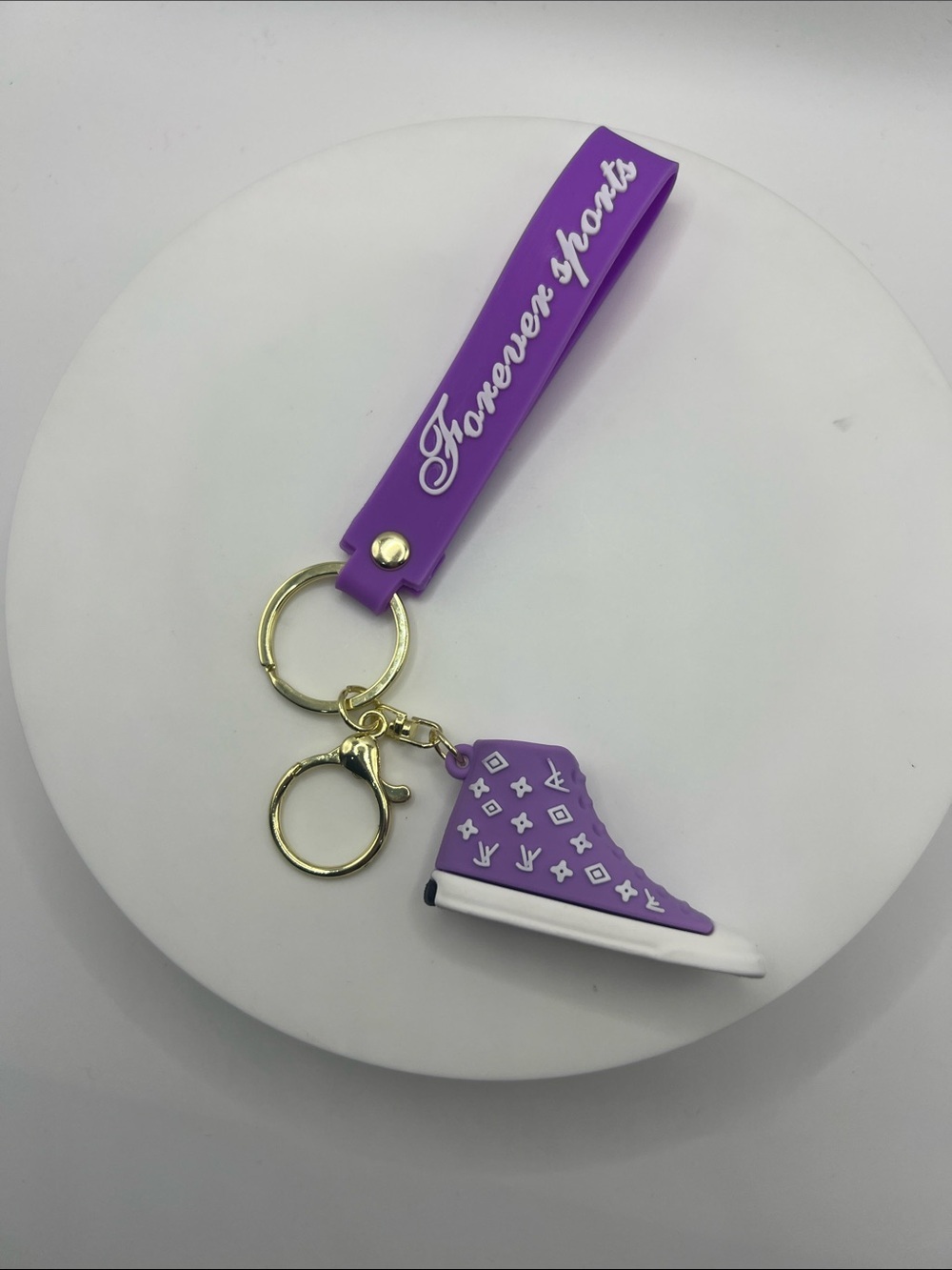 098. Forever Yours Purple Sneaker Keychain with Gold Hardware - Picture 2 of 4